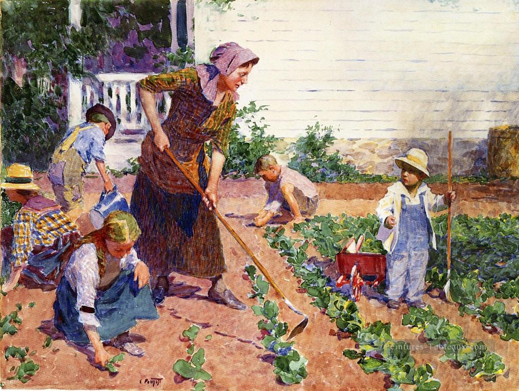 Dans le jardin Impressionniste Edward Henry Potthast Peintures à l'huile
